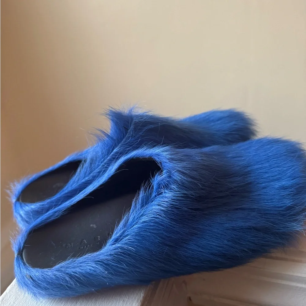 Marni Blue Furry Women's slides - Picture 1 of 5
